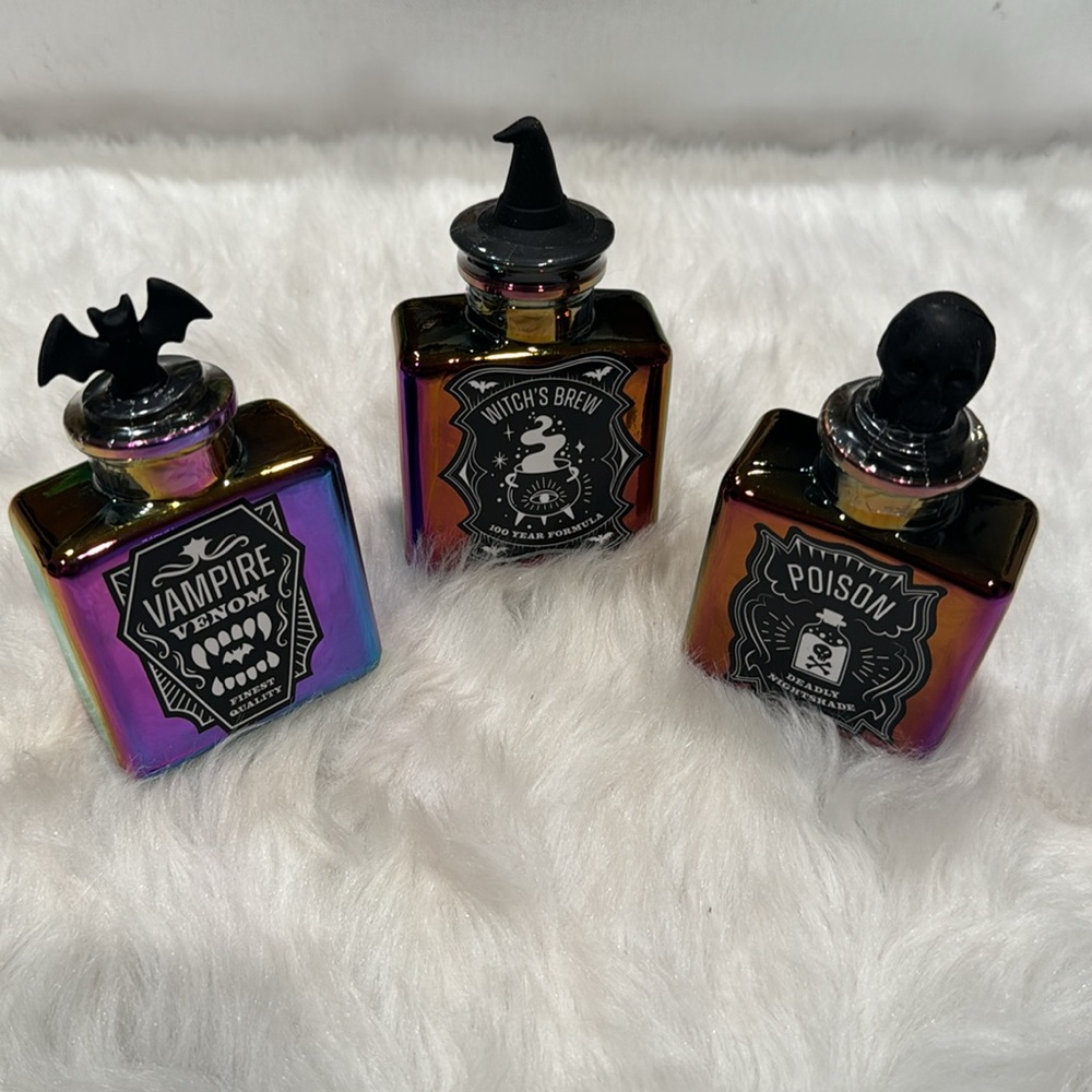 Set of 3 Mini Glass Potion Bottles